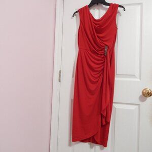 Calvin Klein Style red midi dress **Deal or No Deal Look**